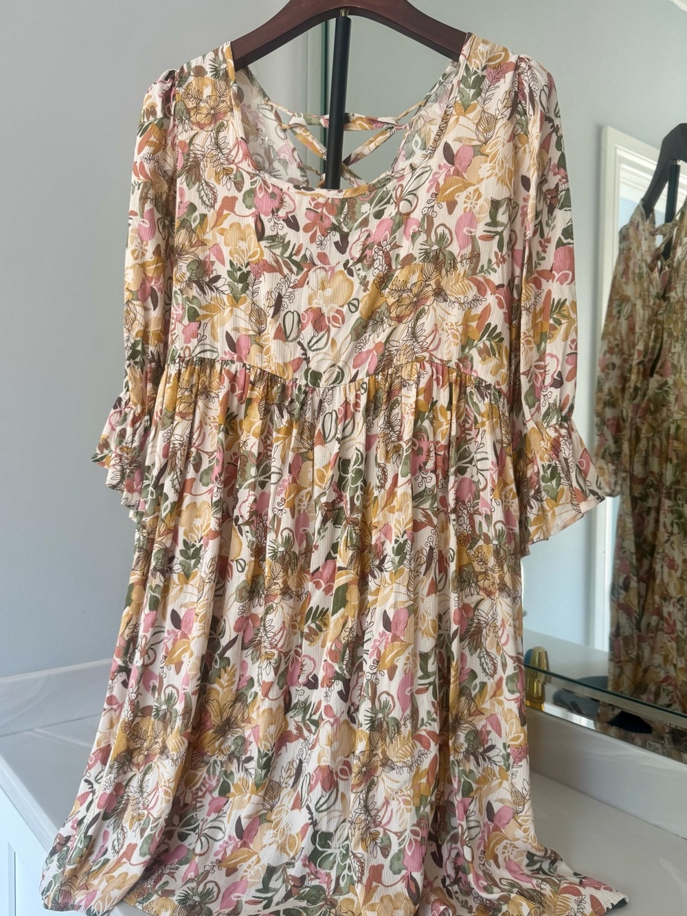 Sugar fox a California Company Floral Midi Dress in Pink, Mustard & Green US M - Picture 11 of 15